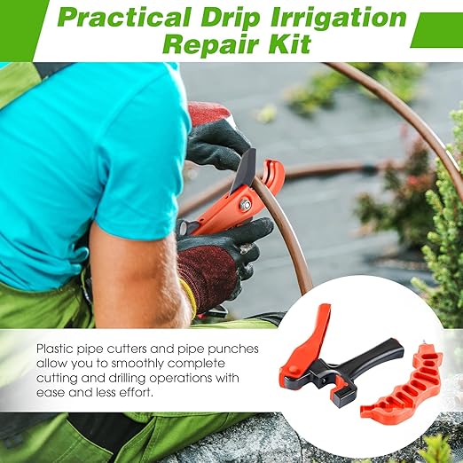 Feekoon Drip Irrigation Tubing Cutter Hole Punch Tool, Irrigation Sprinkler Hose Cutter, 2 in 1 Combination Drip Punch Tool for Garden PE Pipe 16 20mm (Orange)
