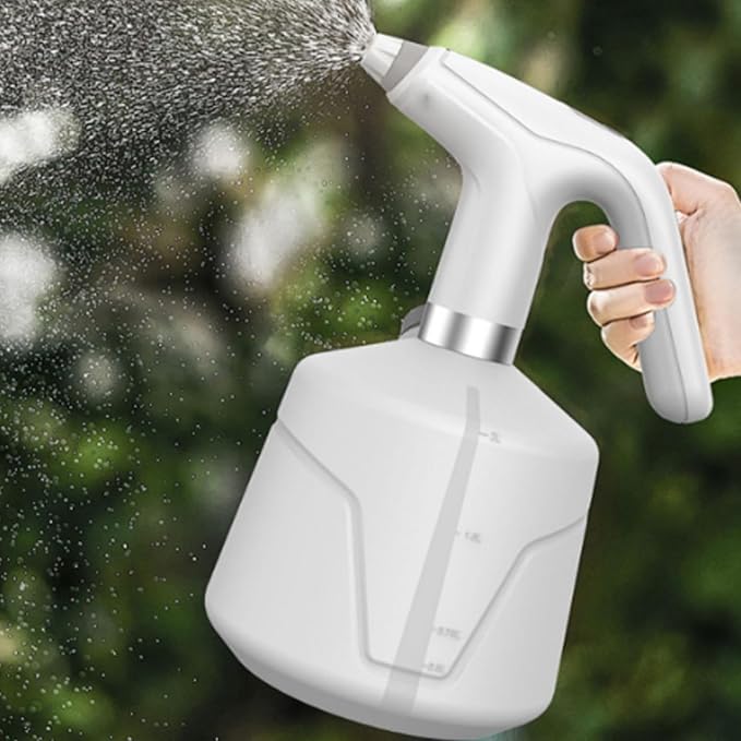Electric Plant Spray Bottle, Rechargeable Battery, 6 Hours Lasting, Electric Quantity Display, Wide Spray Range, Water Injection Port, Suitable for Plants, Cars, Household (White)