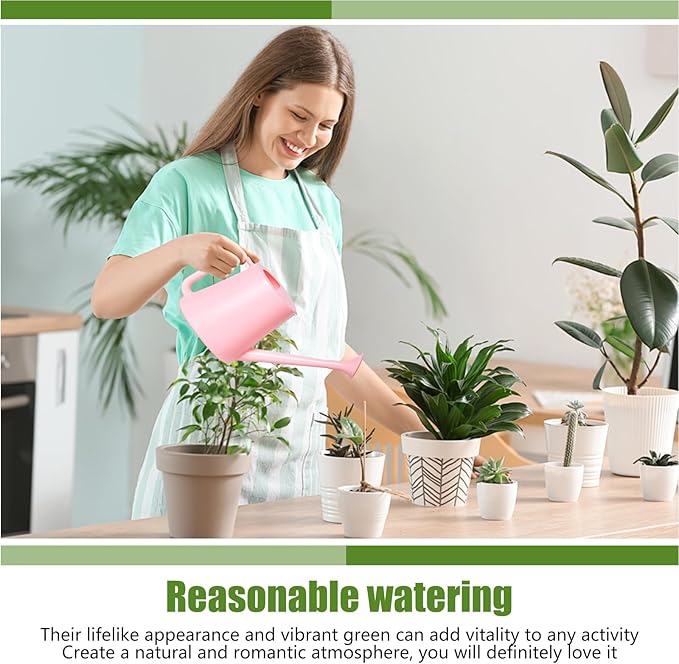 ZXJ Plant Watering Can - for Indoor and Outdoor Home Garden Plants - with Long Spout - Pink - 1/2 Gallon