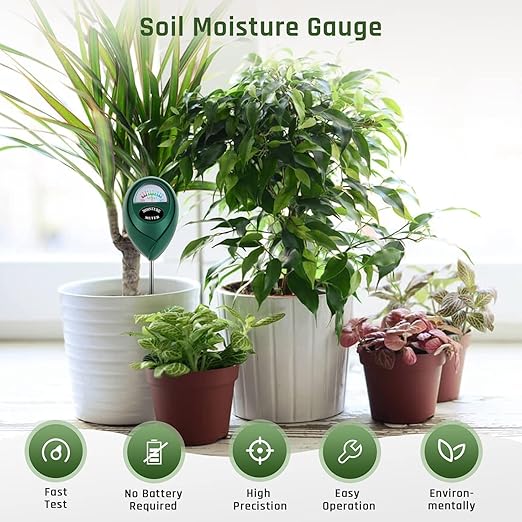 Soil Moisture Meter, Plant Water Monitor, Hygrometer Sensor for Gardening, Farming, Indoor and Outdoor Plants, No Batteries Required