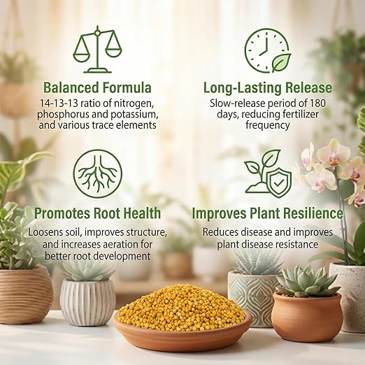 RAINFLOW 11.28 OZ Slow Release Fertilizer - Organic Plant Food All Purpose Plant Fertilizer for Succulents Cactus Orchid Bonsai and All Other Outdoor & Indoor Garden