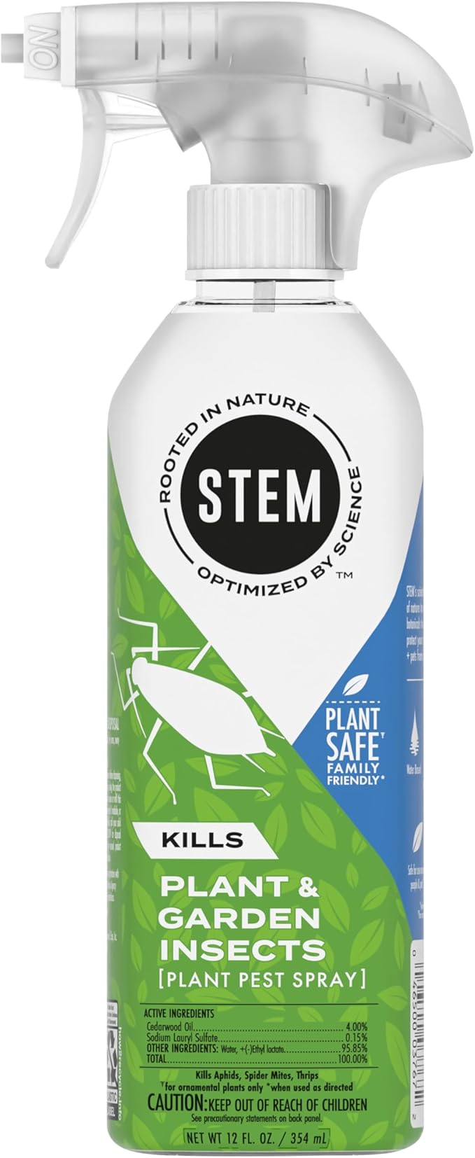 STEM Insect Spray for Indoor and Outdoor Plants, Kills Garden Insects, Plant Safe: Water Based, Botanical Insecticide, 12 oz