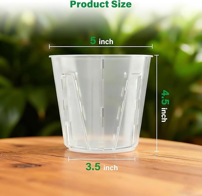 Bluepro 5 Inch Side-Open Orchid Pots 12 Pack, Clear Plastic Nursery Planters with Detachable Side Walls for Easy Repotting, Breathable Slotted Flower Pots with Drainage for Root Health