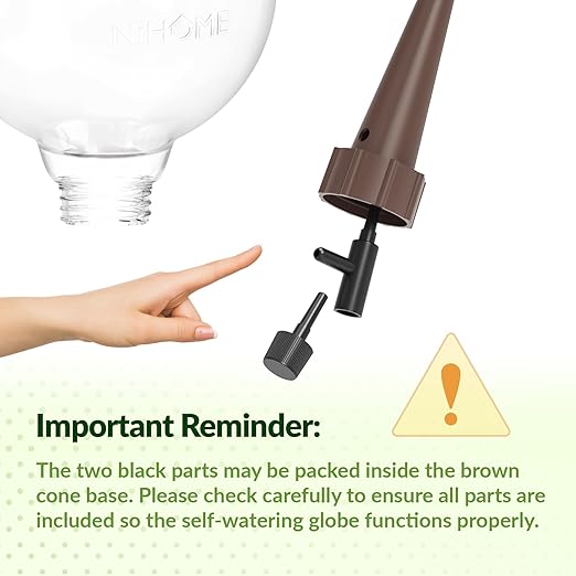 NiHome Plant Self-Watering Globes for Busy Individuals & Travelers, Long-Lasting Moisture Consistent Dripper Spike for Indoor & Outdoor Plants, Adjustable Flow Valve Easy to Refill & Maintain (2-Pack)