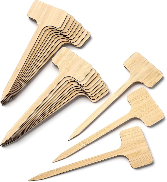 20 PCS T-Type Plant Labels for Seedlings Wood, Extra Long Wooden Garden Labels for Plants, Upgrade and Reinforcement Wooden Plant Label for Outdoor Garden Waterproof Indoor Flowers Vegetables