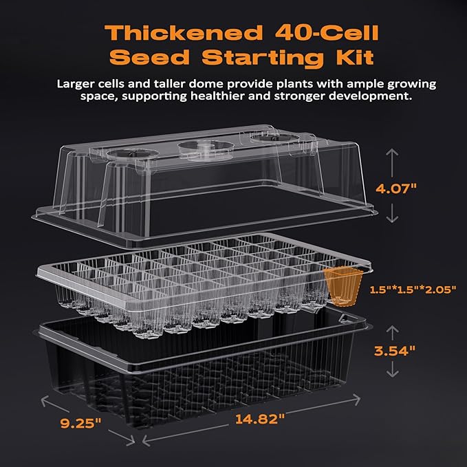 Patigrow 80-Cell Self-Watering Seed Starter Tray with Grow Light, Seed Starter Kit with 4.07” Humidity Dome, Indoor Seedling Starter Tray, Seed Starting Trays for Plant Germination, Seeds Growing
