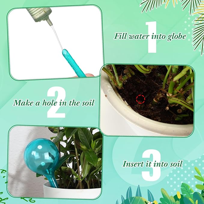 Pinkunn 50 Pcs Plastic Plant Watering Globes Translucency Plant Watering Devices Self Watering Globes Automatic Watering Drip Irrigation Equipment for Plant Garden Indoor Outdoor, 2 Size, Lake Blue