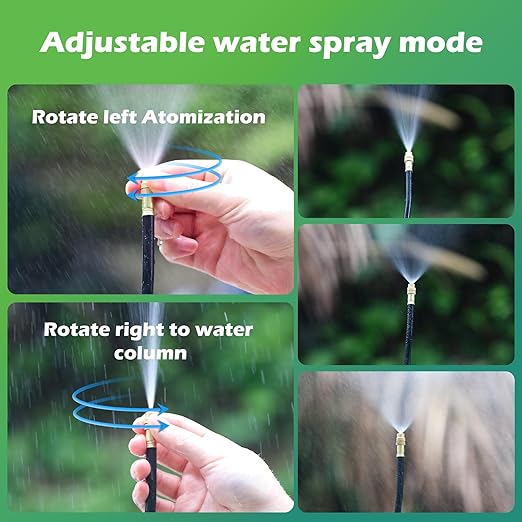 Drip Irrigation System 100 FT with 32 Nozzles, 360° Adjustable Bendable Garden Watering Misting System for Greenhouse, Yard, Lawn, Plant, Garden, 1/4 inch Hose
