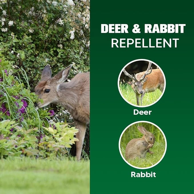 Deer Repellent, Deer & Rabbit Repellent for Plants, Deer Deterrent for Garden and Yard, Rabbit Repellant Outdoor, Keep Deers Away from Trees, Long-Lasting 2 Months Protection-8 Pack