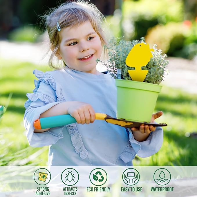Fruit Fly Trap & Fungus Gnat Traps 40 Pack – Yellow Sticky Gnat Traps for House Indoor & Outdoor Plants, Non-Toxic and Odorless Insect Bug Catcher