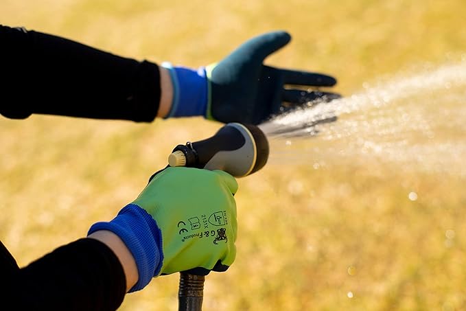 G & F 1536L-6 6 PAIR PACK Aqua Gardening Men's Gloves with Double Microfoam Latex Water Resistant Palm， Men's Large Size