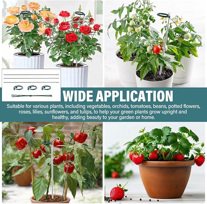 3 Pack Extendable Monstera Plant Support Stakes, Aluminum Alloy, Tomato Stakes Length Adjust from 16.93" to 32.28", Single Stem Support Stakes for Plant Flowers,Rose, Orchid