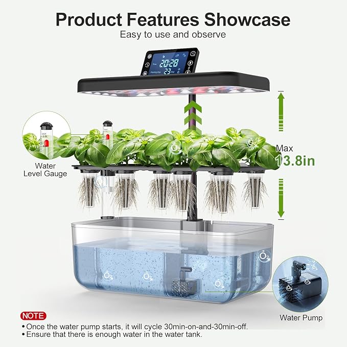 Hydroponics Growing System Kit with Seeds: 12 Pods Indoor Herb Garden Kit with LED Grow Light Plant Germination Kit Aeroponic Healthy Fresh Herbs Vegetables Hydroponic Planter for Home Kitchen Office