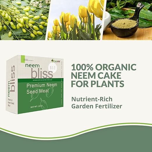 Neem Bliss (40lbs) - Organic Neem Cake for Plants - OMRI-Listed Fertilizer for Plants, Vegetables, Lawns, & Gardening - 100% Natural & Renewable Garden Fertilizer Rich in Vitamins and Nutrients