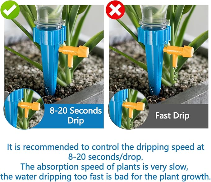 Self Watering Spikes for Plant, 20PCS Self Watering Planter Insert, Plant Watering Spikes with Adjustable Control Valve Switch, Plant Watering Devices for Indoor Outdoor Potted Plants