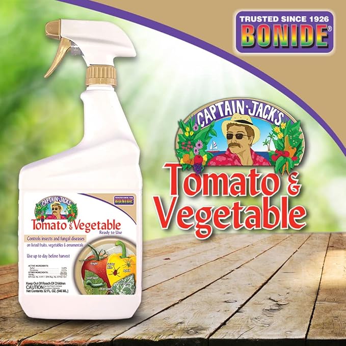 Bonide Captain Jack's Tomato & Vegetable Spray, 32 oz Ready-to-Use Spray, Insect & Disease Control for Organic Gardening (Pack of 2)