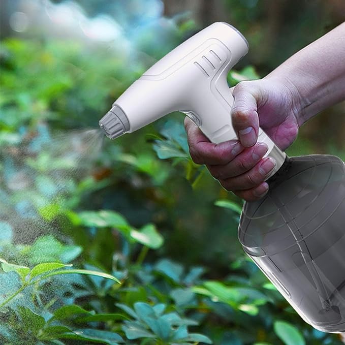 Automatic Watering Sprayer Electric Plant Mister Bottle for Indoor/Outdoor, 0.9L Capacity, Adjustable Nozzle, User-Friendly Handle, White