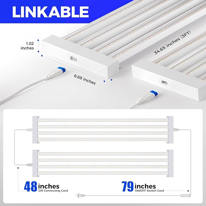 Barrina TX-L63 3FT Grow Lights for Indoor Plant, 252W (4 x 63W), 4 LED Panels Wider Coverage, Full Spectrum, High PPFD, Mechanical Timer, Linkable, Hanging Plant Light for Indoor, Seeding, 4 Packs