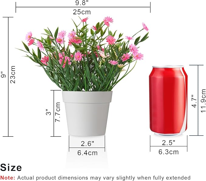Fake Plants Daisy for Bathroom Decor, Small Potted Artificial Plants Indoor for Shelf Desk Home Bathroom Farmhouse Room Coffee Table Decor, Pink