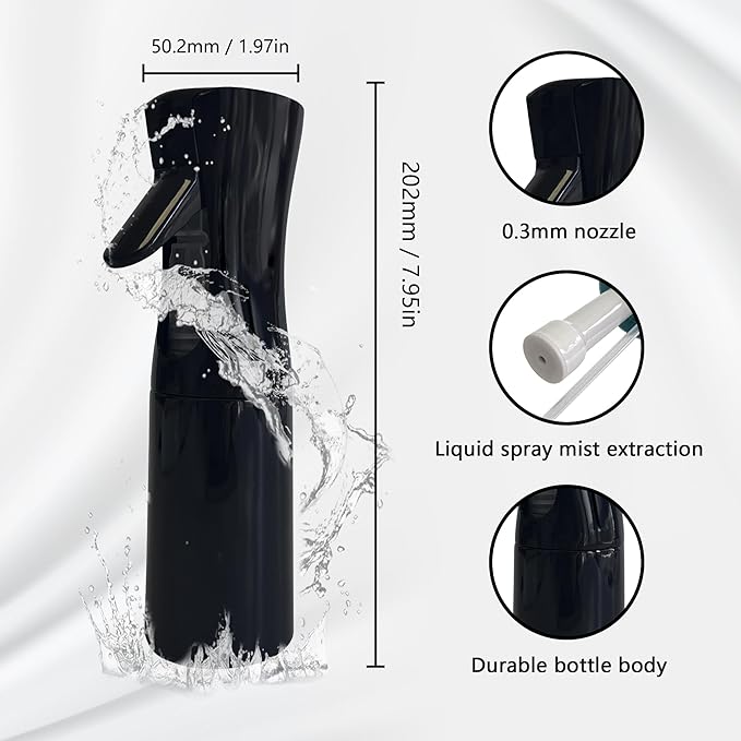 Spray Bottle for Hair Continuous Ultra Fine Mist (200ml) 360° Multi Spray Bottle for Plants, Cleaning, Skin Care Leakproof & Durable 1 Pack