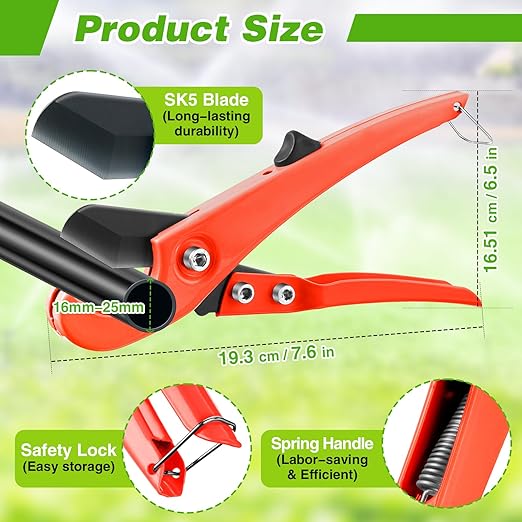 Feekoon Drip Irrigation Tubing Cutter Hole Punch Tool, Irrigation Sprinkler Hose Cutter, 2 in 1 Combination Drip Punch Tool for Garden PE Pipe 16 20mm (Orange)