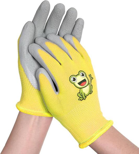 1 Pairs Kids Gardening Gloves, Youth Yard Work Garden Gloves, Children Rubber Coated Gardening Gloves for Boys Girls