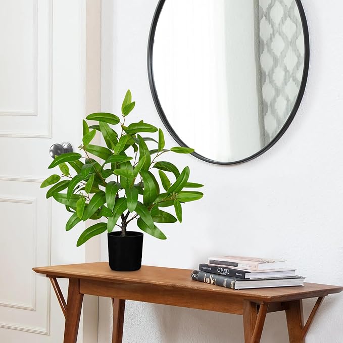 Artificial Plants Indoor with Pot, 19.7" Tall Fake Potted Plants Eucalyptus Leaves, Silk Plant for Home Decor Indoor Plants Artificial for Home & Office, Bedroom, Farmhouse, Entry Table, Shelf Decor