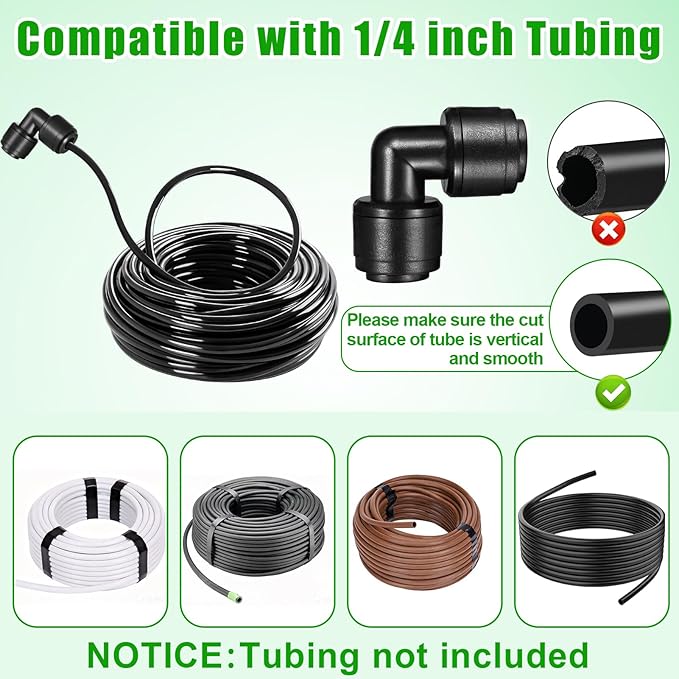28 Pack 1/4" Quick Connect Fittings Kit,1/4 Inch Irrigation Tubing Fittings Anti-Drop Push to Connect for 1/4 Inch Drip Tubing 6 Coupling 6 Elbow 6 Tee 6 End Plug 4 Shut Off Valve