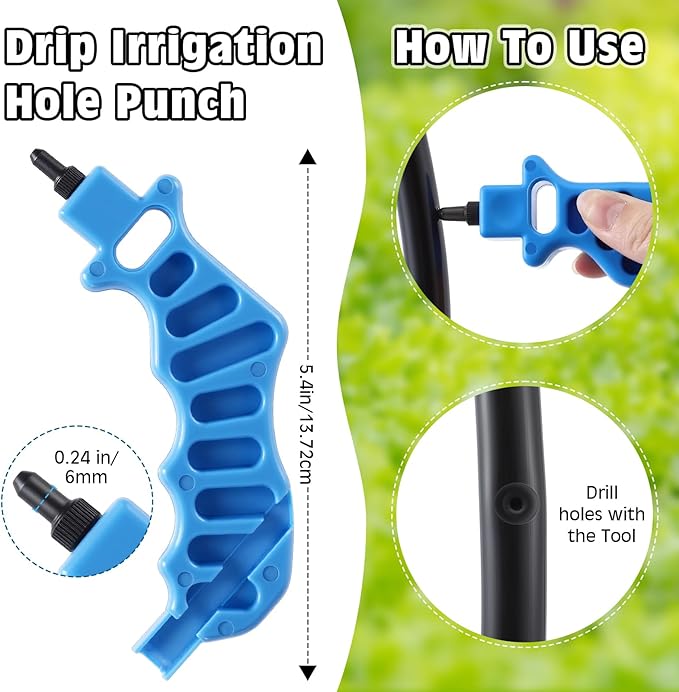 Feekoon Drip Irrigation Tool Kit, 50 Pcs Drip Tape Connectors, Drip Irrigation Tubing Hole Punch, Drip Tape Cutter,1/4 Barb Coupling Locking Fittings for 5/8 Drip Tape, Drip Tape Fittings