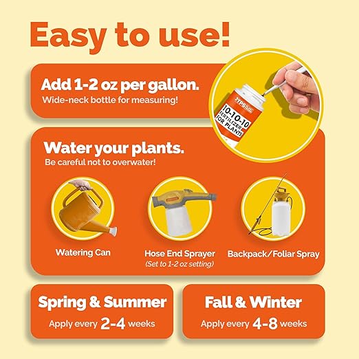 10-10-10 Fertilizer for Plants – Liquid Plant Food for Balanced Nutrition, Strong Roots & Healthy Growth, 8 oz