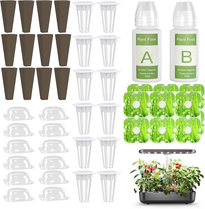 owltron Hydroponics Growing System Pod Kit, Compatible 12 Pods Indoor Herb Garden with 24W LED Grow Light