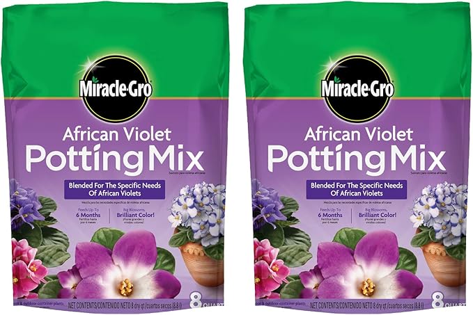 Miracle-Gro African Violet Potting Mix, 8qt, 2-Pack