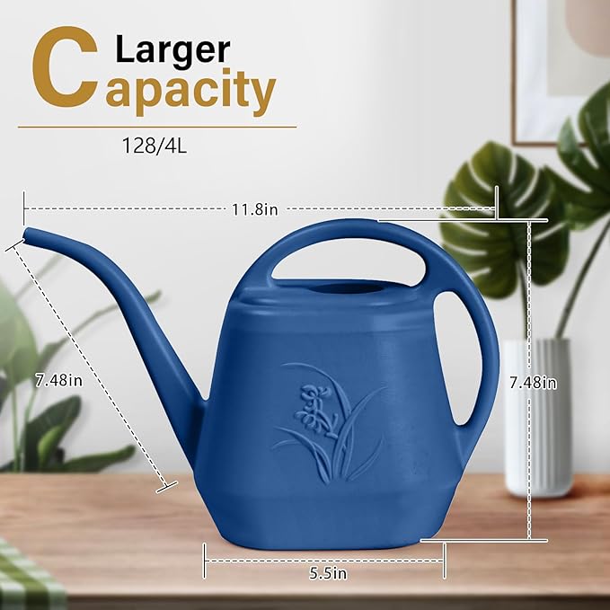 Watering Can - for Home Plant Garden - 1 Gallon - Blue