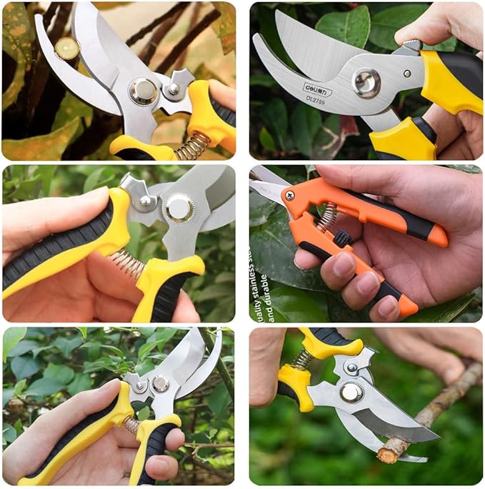 Pruning Shears, 3 Pack Garden Shears, Clippers Handheld, Stainless Steel Garden Snips, Pruners for Gardening, Gardening Scissors Hand Pruner Pruning Shear with Stainless Steel Blades