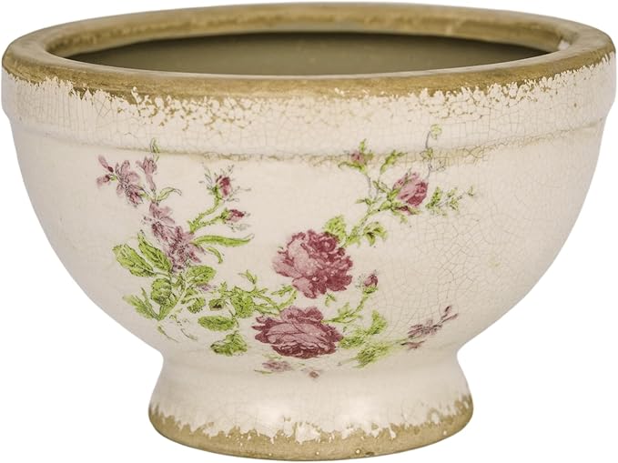 Dosayes Vintage Ice Crackle Grazd Ceramic Flower Pot with Drainage Holes, 4.33 Inch Rustic Planter for Indoor Plants, Outdoor Garden, Farmhouse Gift Tuscan Decor (Pink)