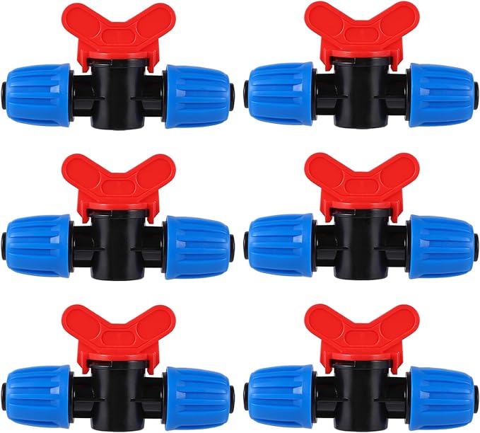 6 Pcs 1/2 Inch Drip Irrigation Tubing Switch Valve,1/2 Inch Irrigation Shut Off Valve Drip Irrigation Fittings for Drip System for Garden Water Flow Control