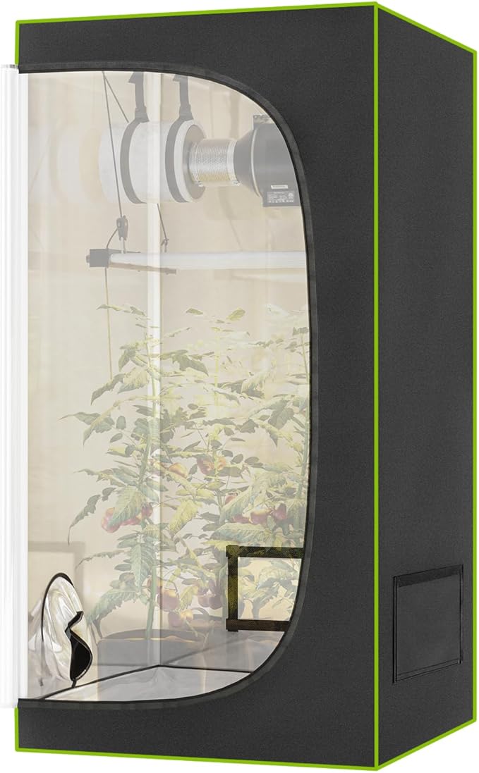SPECILITE 2x2FT Grow Tent, 24"x24"x48" 600D Diamond High Reflective Mylar Indoor Greenhouse with Observation Window and Floor Tray for Hydroponic Indoor Plant Growing