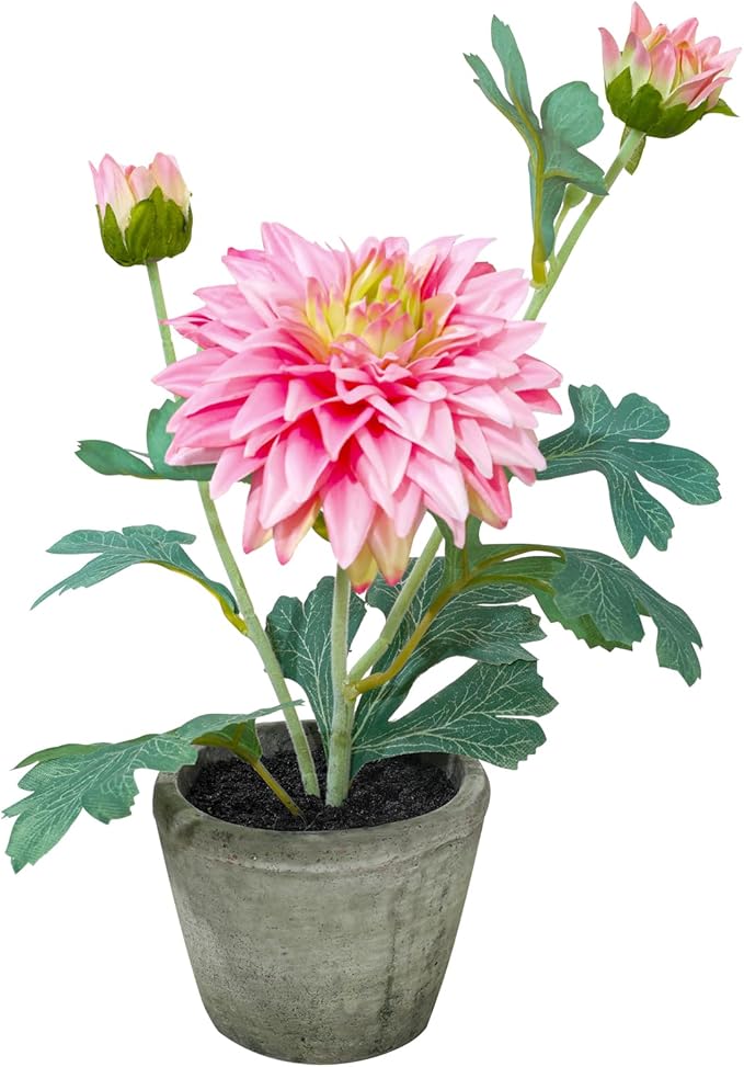 Rose Red Dahlia Flowers Fake Silk Mums Flower Artificial Chrysanthemum Flowers Faux Flowers for Vase Mums in Pot Spring Decor Coffee Table Home Party Decoration