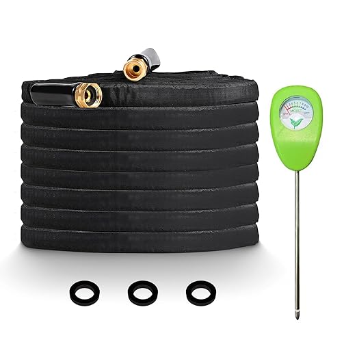 Garden Hose 50FT, Non-Expanding Water Hose, Tangle-Free Hose with 3/4" Leak-Proof Fittings, Ultra Lightweight, Burst-Resistant, Flexible Hose for Yard, Lawn, Outdoor Use with Bonus Soil Moisture Meter