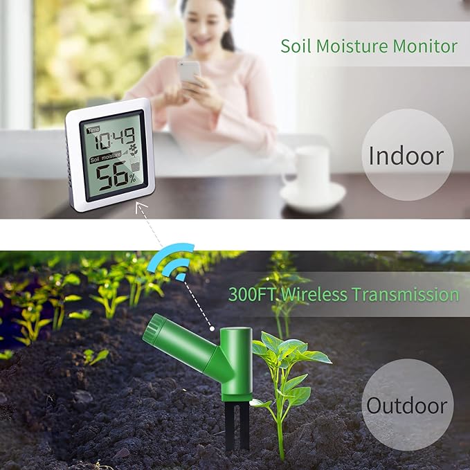ECOWITT WH0291 Soil Moisture Tester Plant Soil Moisture Sensor Meter with Digital LCD Display