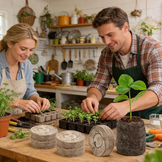 100 Pieces Organic, Potting Fertilizer 30MM, Peat Rooting Soil, for Vegetable Flower, Tree Cactus Orchid, Bonsai Monstera Citrus, Soil for Plants, Seedling Starter Pods, Root Growth Booster