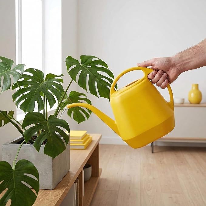 Fasmov Plastic Watering Can, Yellow, 1-Gallon