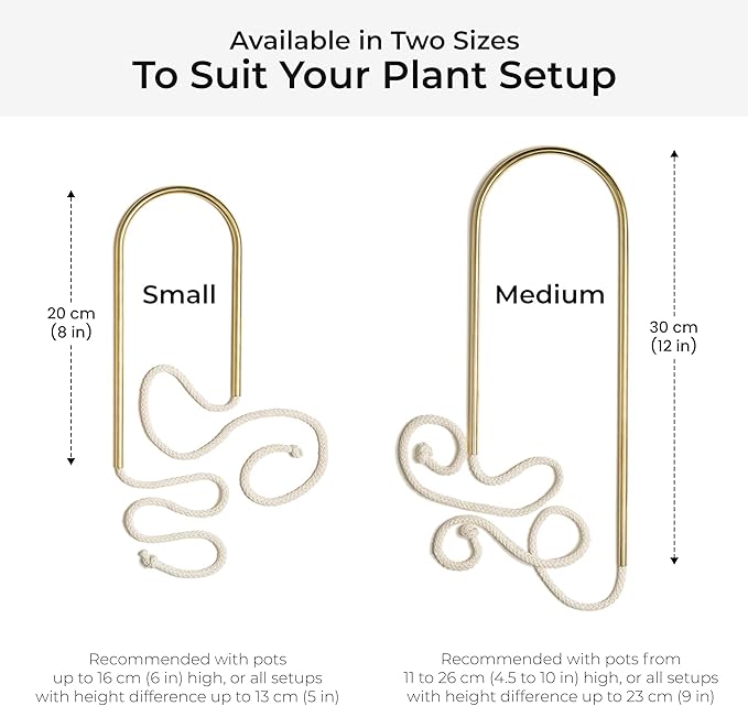 Beautiful Self-Watering Wick System for Effortless Plant Care, Automatic Drip Irrigation, Sustainable & Stylish Scandinavian Design, Ideal for House Plants (S, Beige Sand)