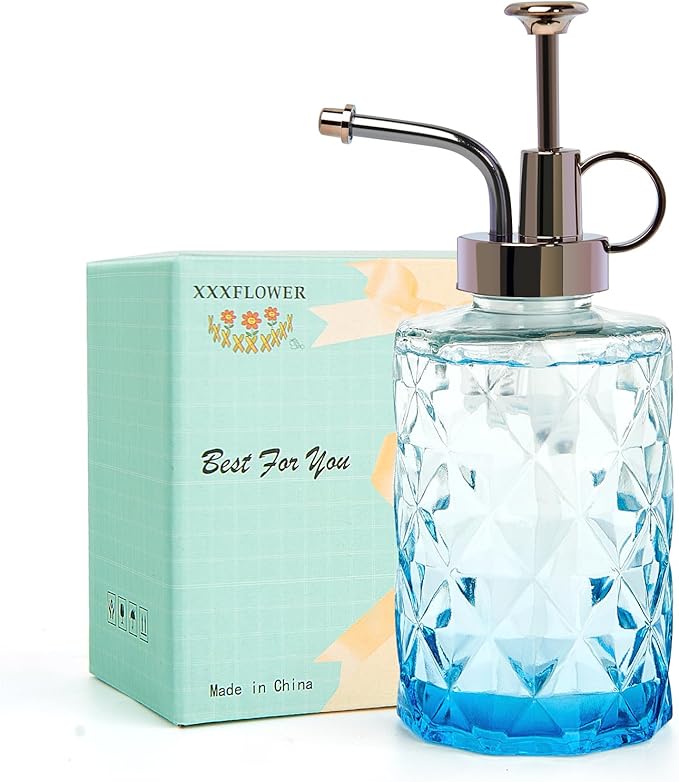 XXXFLOWER Upgraded Glass Plant Mister Spray Bottle 0.33L/11.15oz Decorative Spritzer Watering for Indoor House Plant Spritzer Succulent Watering Bottle