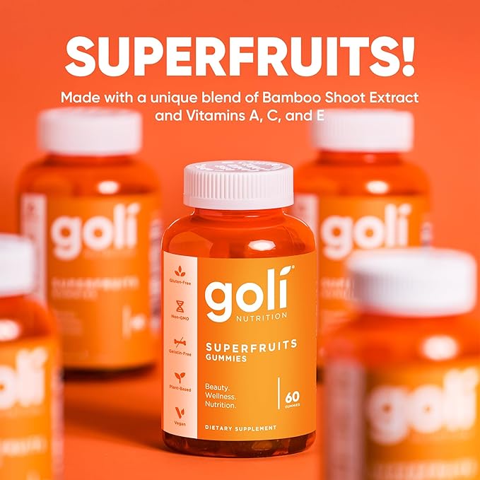 Goli Nutritional Supplement, SuperFruits Beauty Gummy Vitamin - 60 Count - Collagen-Promoting Ingredients - Mixed Fruit, Vegan, Plant-Based, Non-GMO, Gluten-Free & Gelatin Free