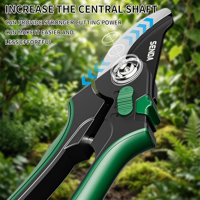 8.5" Bypass Pruning Shears, SK5 Steel Pruning Shears for Gardening, Garden Clippers with 2-Position Adjustable Jaw for Thick Branches, Landscaping