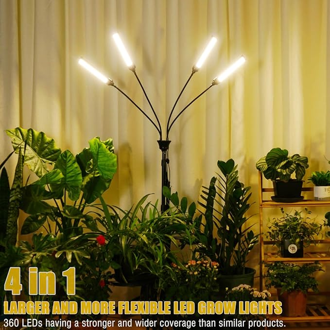 LED Grow Lights for Indoor Plants Full Spectrum, 360 LEDs Plant Lights for Indoor Growing with 58" Adjustable Stand, Plant Grow Lights with Auto Timer for Indoor Tall Plants.