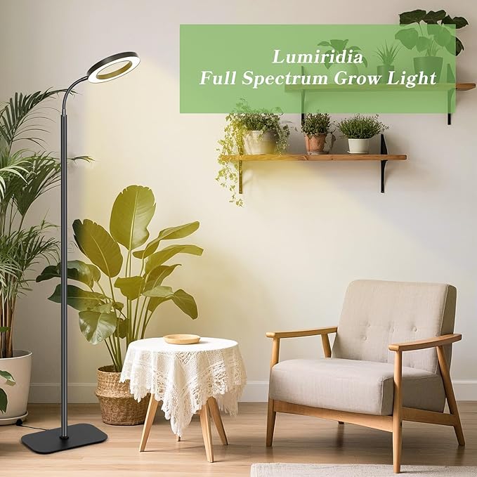 Plant Lights for Indoor Growing, Cord Hidden Standing Grow Lights for Indoor Plants, 20w Full Spectrum LED Grow Lamp for Indoor Plants,3/9/12 h Timer,10 Brightness,70" Height Adjustable, Black
