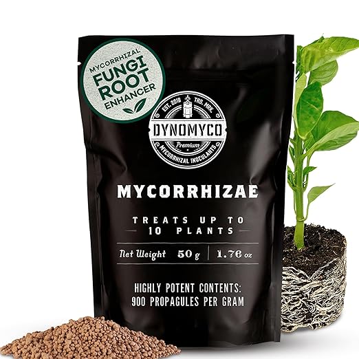 DYNOMYCO Granular Mycorrhizal Fungi Inoculant, 50g / 1.76oz – Boosts Root Growth, Yields & Nutrient Uptake – 900 Propagules/g, Concentrated Granules, & OMRI Listed – Biofertilizer for Plant Growth