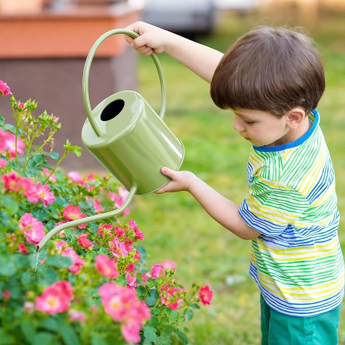 Plant Watering Can, 50 oz / 1500 ml Stainless Steel Metal - Modern Decorative with Long Spout for Indoor Potted Plants, Bonsai, Garden Flowers, Saga Green